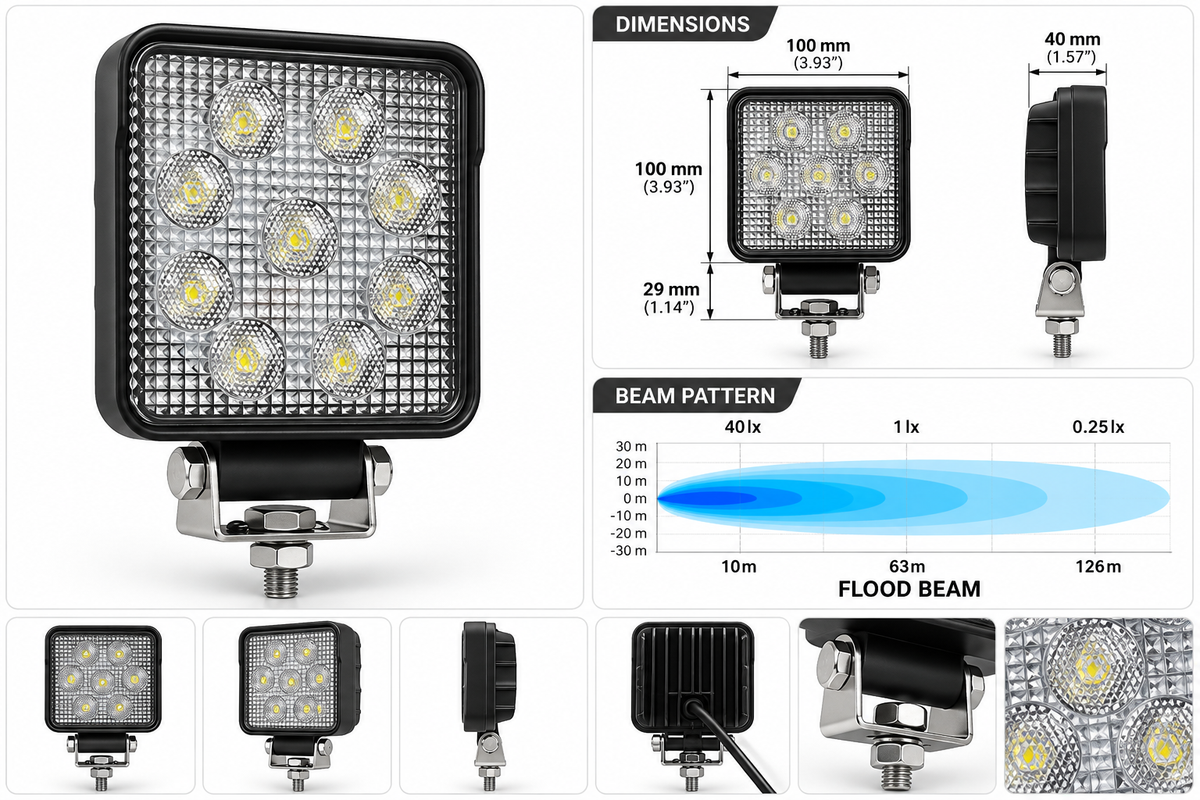 Hella Valuefit Square LED Worklight 15W - FLOOD